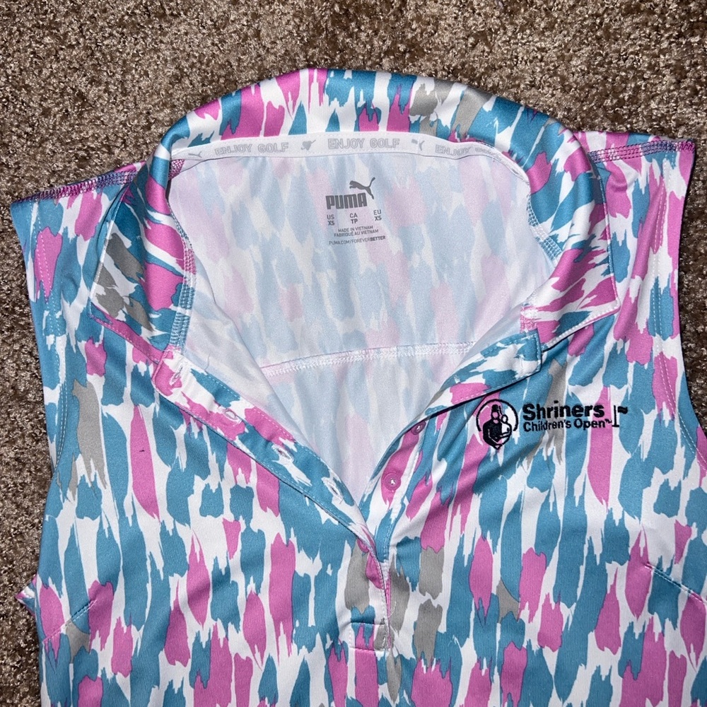 Puma Pink and Blue Patterned Sleeveless Shirt
